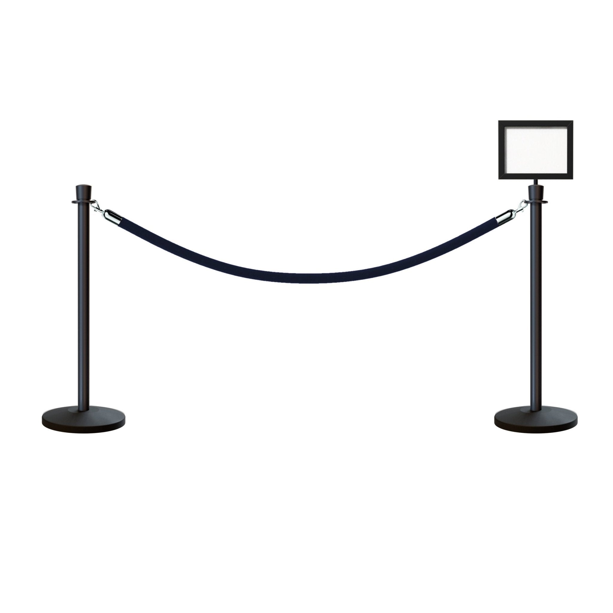 Crown Top Post and Rope Stanchion Kit with Sign Frame - Montour Line - Crowd Control Warehouse