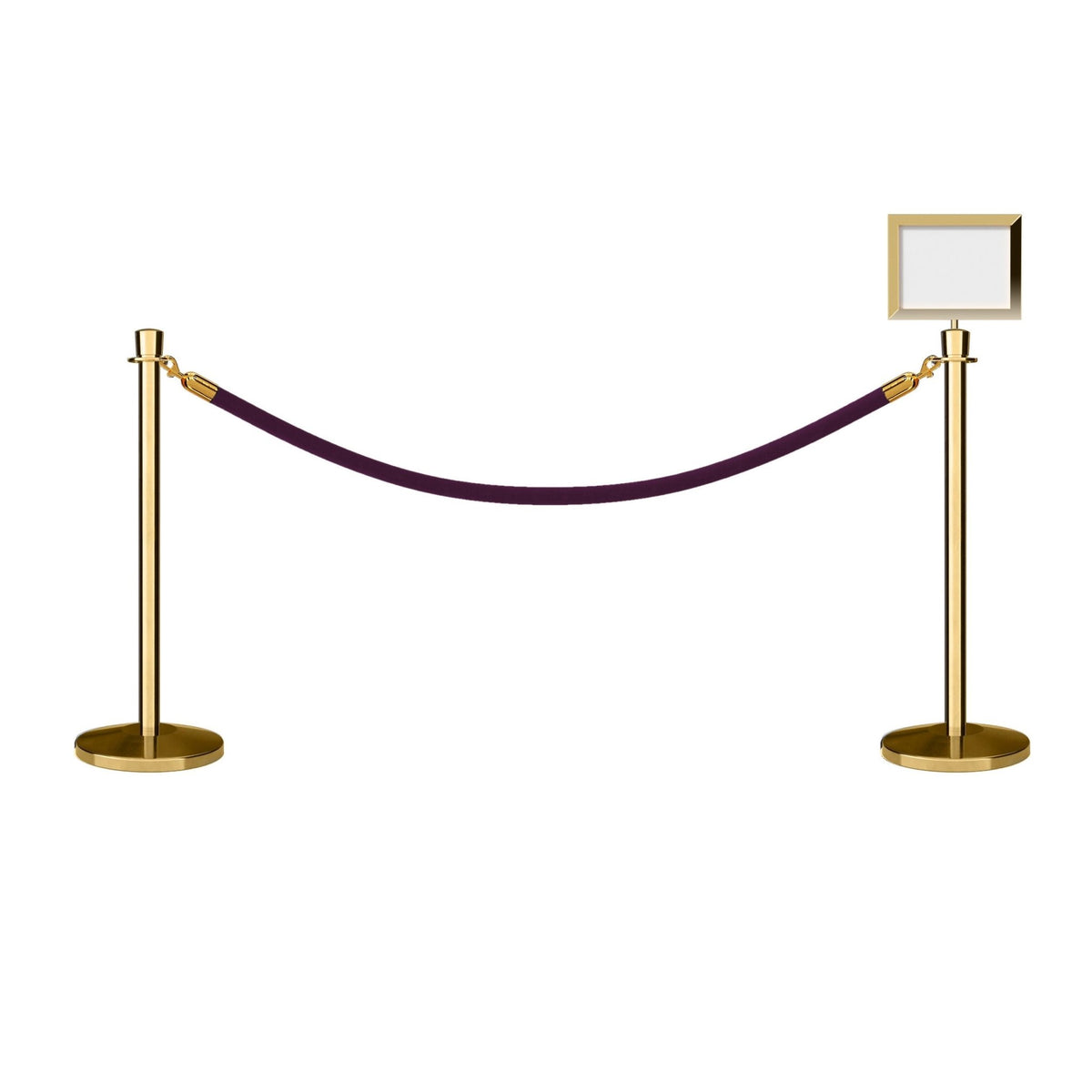 Crown Top Post and Rope Stanchion Kit with Sign Frame - Montour Line - Crowd Control Warehouse
