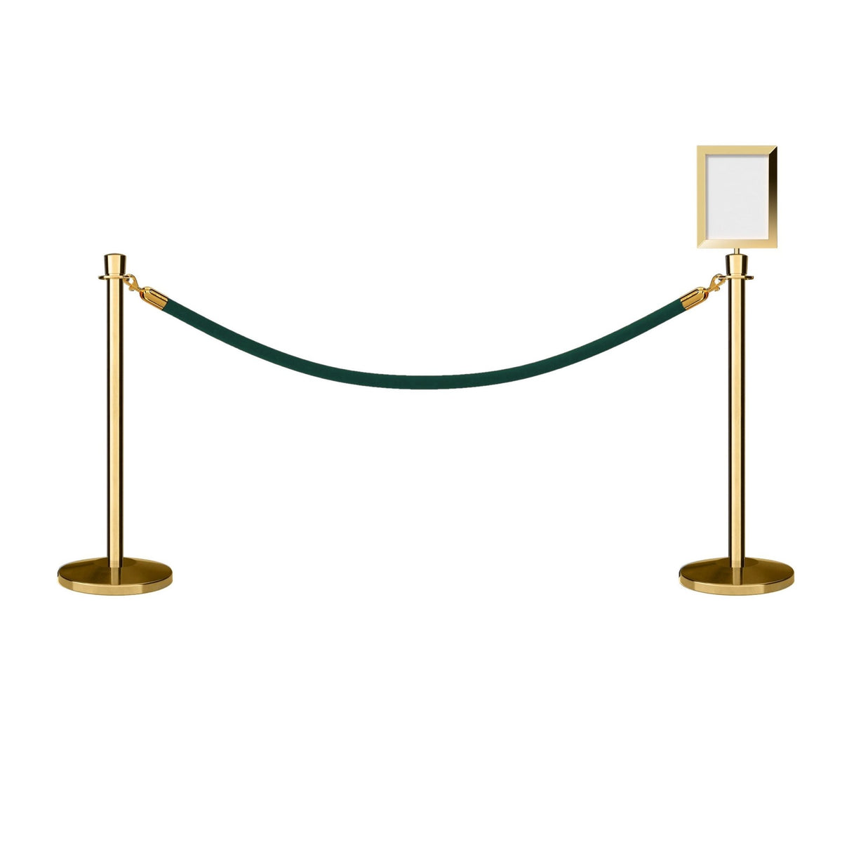 Crown Top Post and Rope Stanchion Kit with Sign Frame - Montour Line - Crowd Control Warehouse