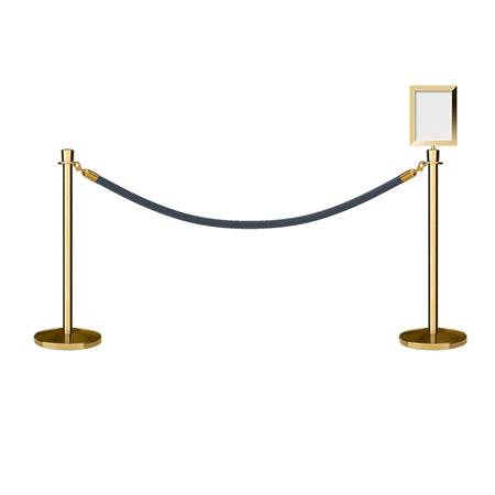 Crown Top Post and Rope Stanchion Kit with Sign Frame - Montour Line - Crowd Control Warehouse