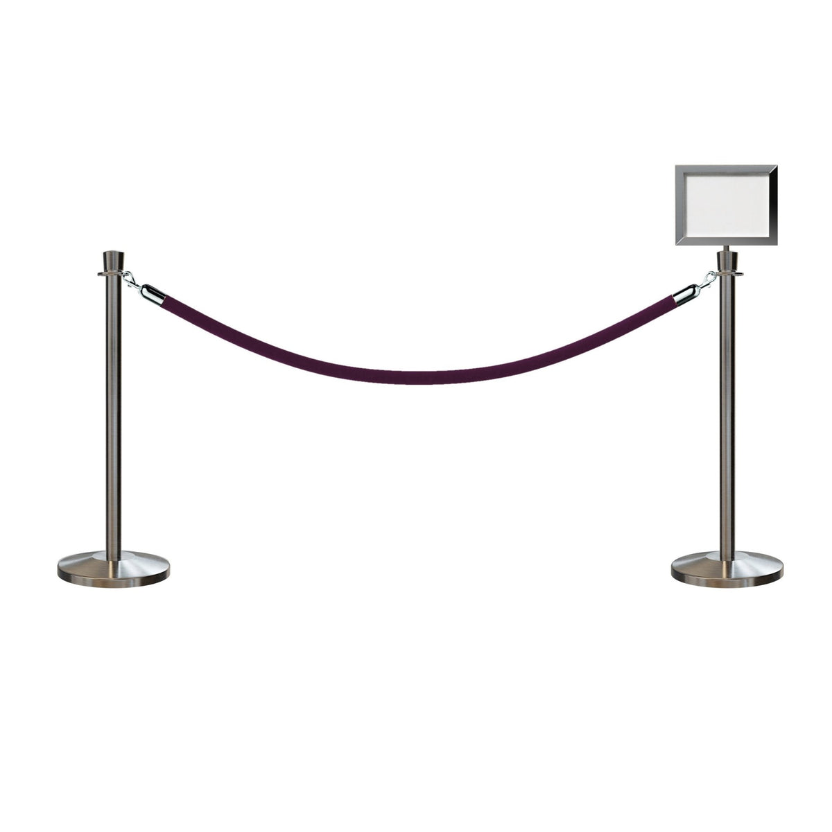Crown Top Post and Rope Stanchion Kit with Sign Frame - Montour Line - Crowd Control Warehouse