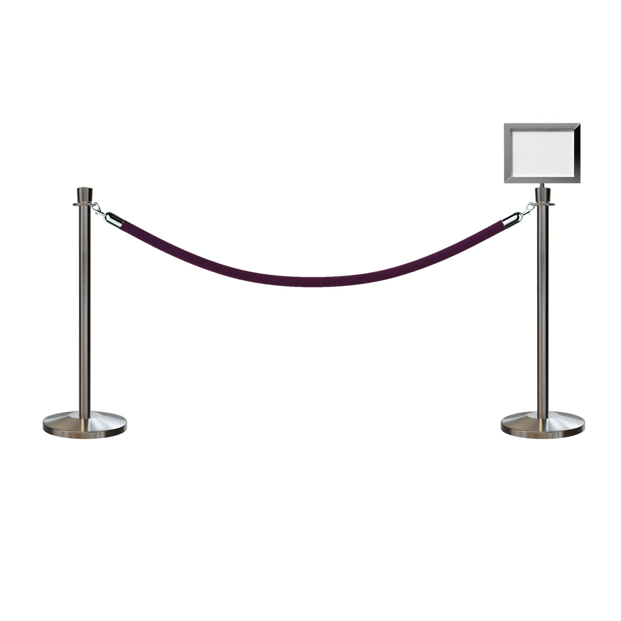 Crown Top Post and Rope Stanchion Kit with Sign Frame - Montour Line - Crowd Control Warehouse
