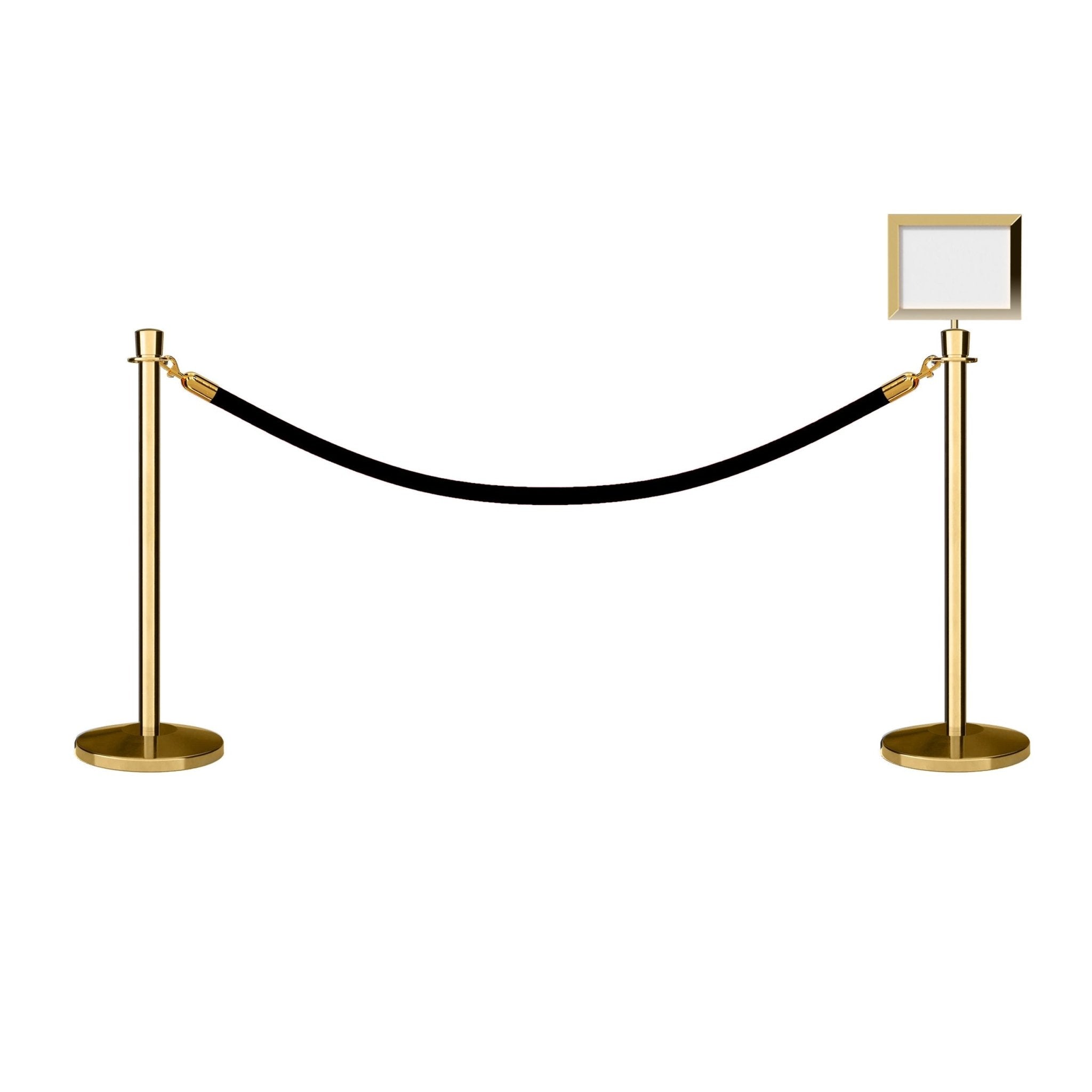 Crown Top Post and Rope Stanchion Kit with Sign Frame - Montour Line - Crowd Control Warehouse