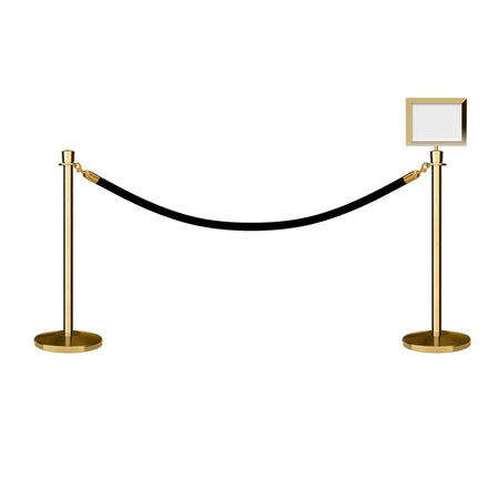 Crown Top Post and Rope Stanchion Kit with Sign Frame - Montour Line - Crowd Control Warehouse