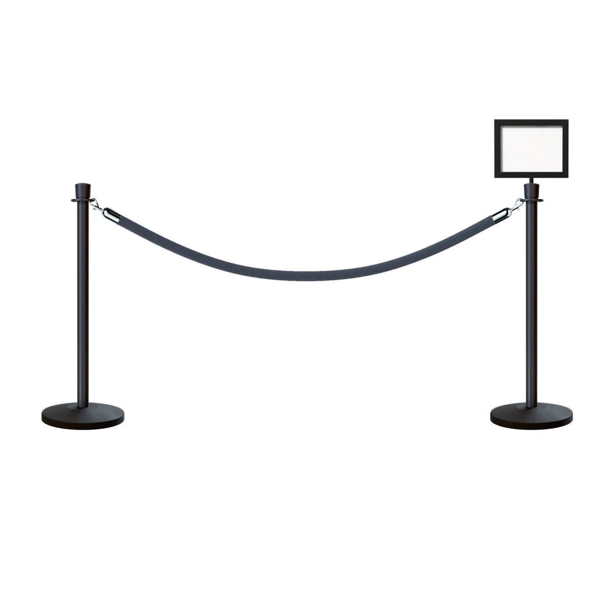 Crown Top Post and Rope Stanchion Kit with Sign Frame - Montour Line - Crowd Control Warehouse