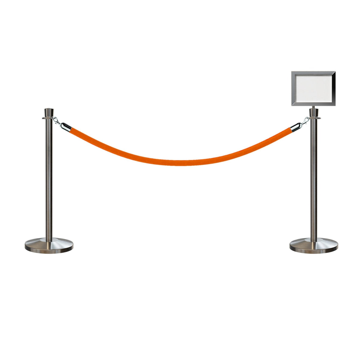 Crown Top Post and Rope Stanchion Kit with Sign Frame - Montour Line - Crowd Control Warehouse