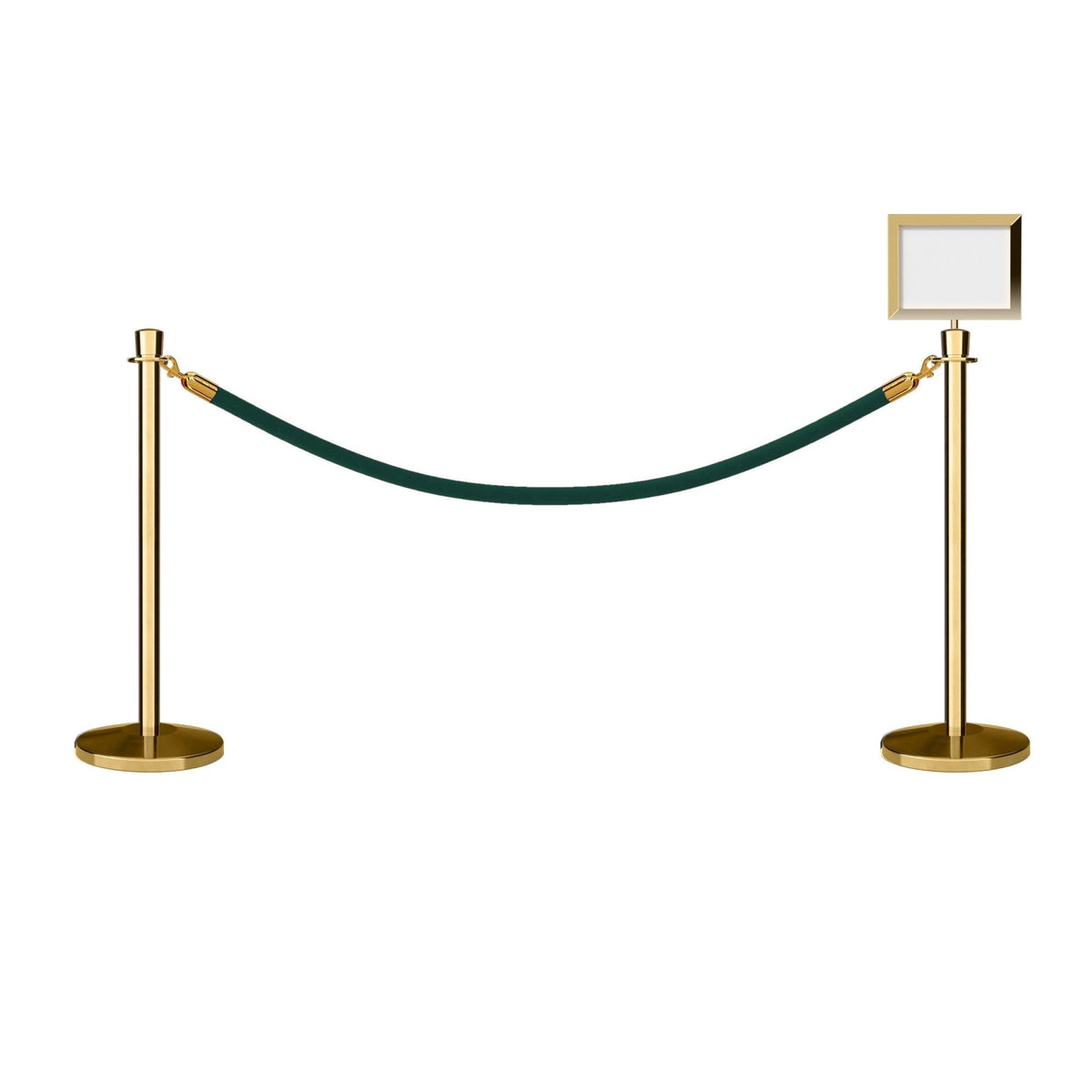 Crown Top Post and Rope Stanchion Kit with Sign Frame - Montour Line - Crowd Control Warehouse