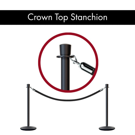 Crown Top Post and Rope Stanchion with Cast Iron Base - Montour Line CILine - Crowd Control Warehouse