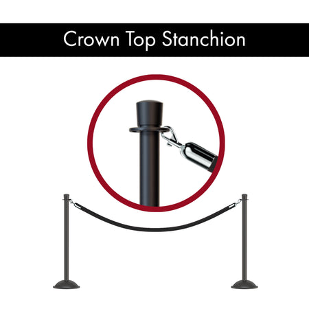 Crown Top Post and Rope Stanchion with Dome Base - Montour Line CDLine - Crowd Control Warehouse