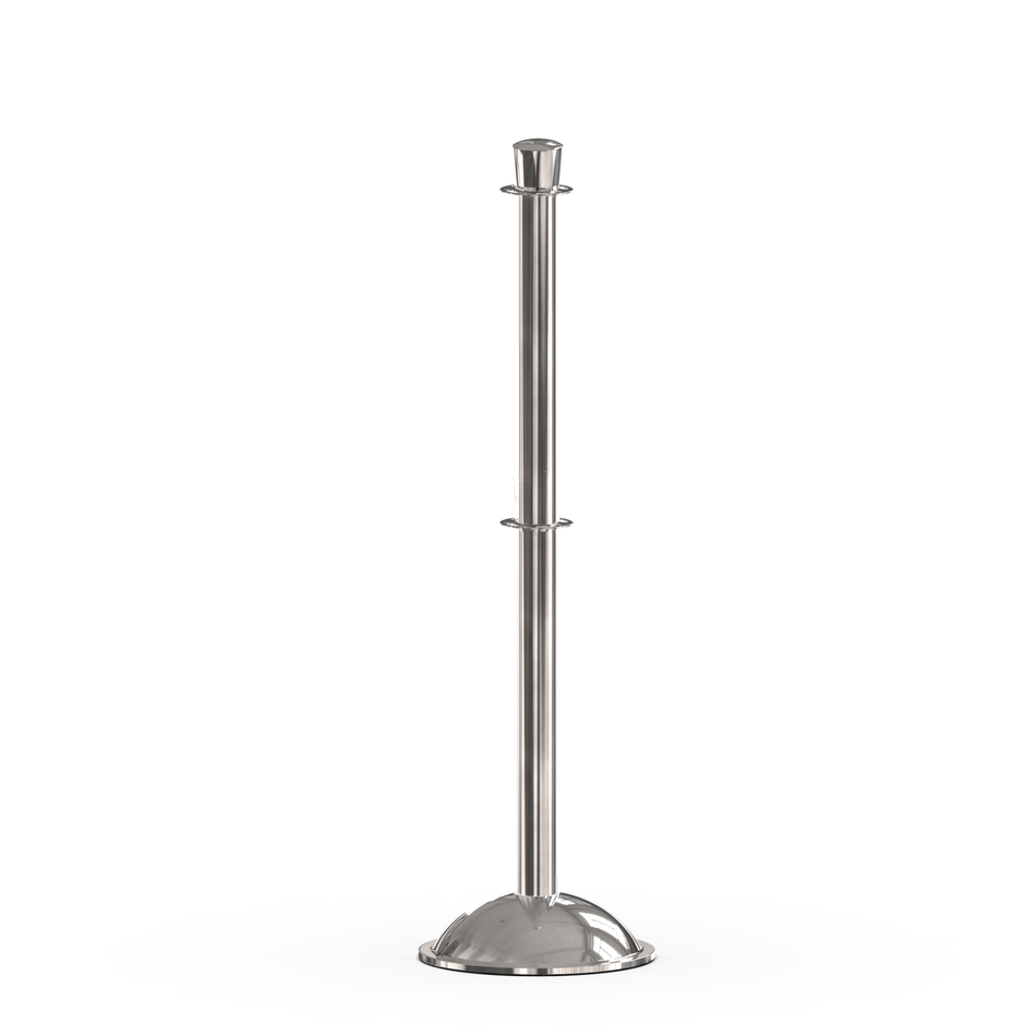 Crown Top Post and Rope Stanchion with Dome Base - Montour Line CDLineD - Crowd Control Warehouse