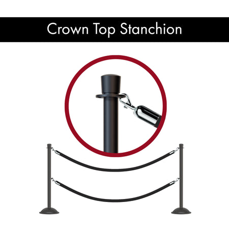 Crown Top Post and Rope Stanchion with Dome Base - Montour Line CDLineD - Crowd Control Warehouse