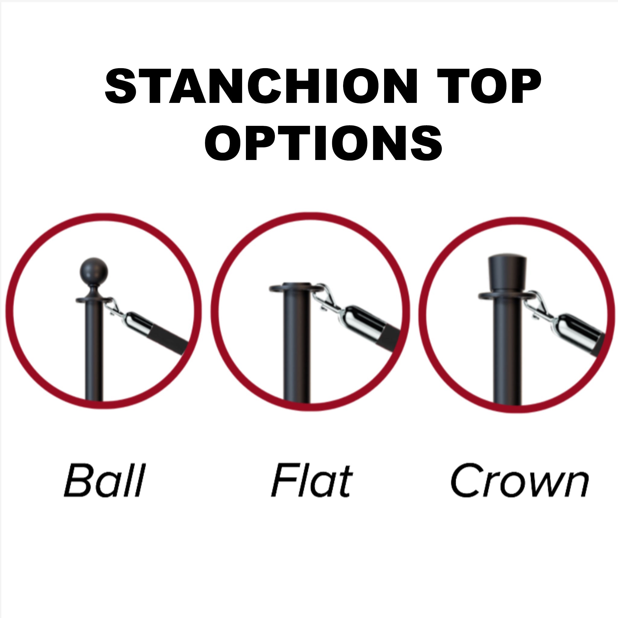 Crown Top Rope Stanchion with Fixed Base - Montour Line CXLineF - Crowd Control Warehouse