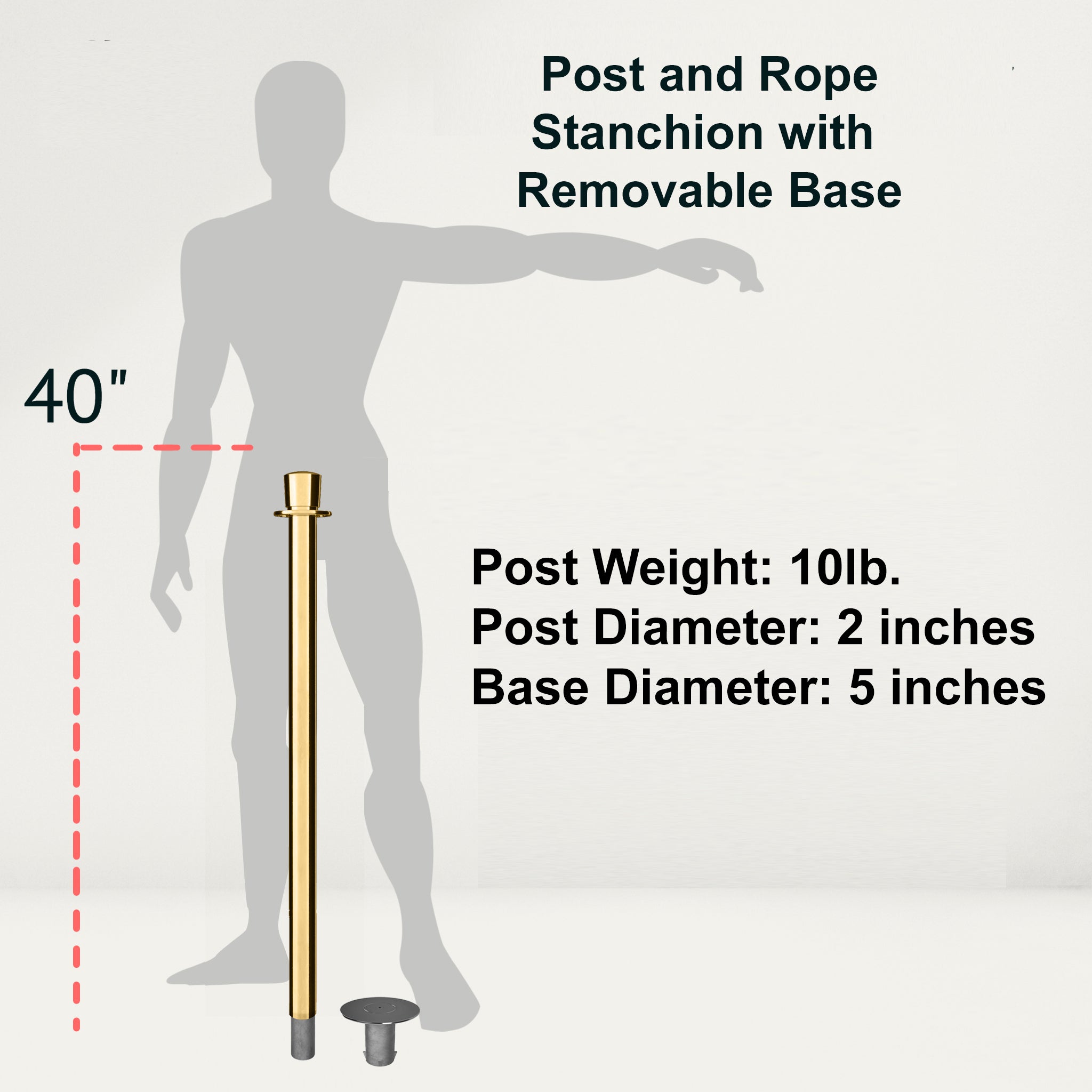 Crown Top Rope Stanchion with Removable Base - Montour Line CXlineR - Crowd Control Warehouse
