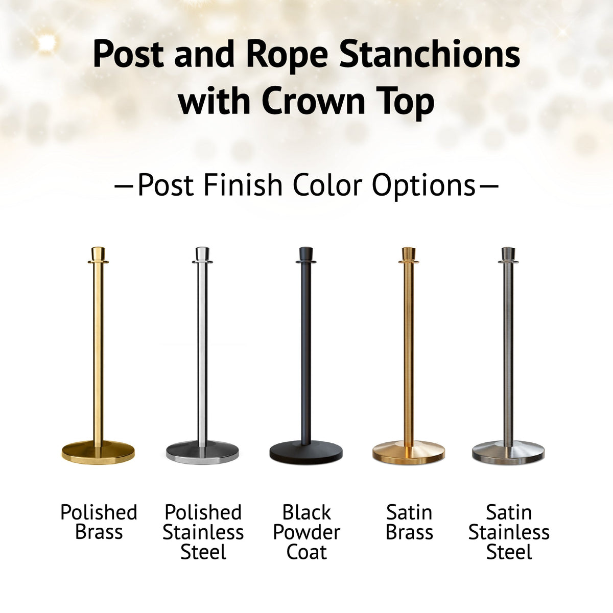 Crown Top Rope Stanchion with Sloped Base - Montour Line CLine - Crowd Control Warehouse