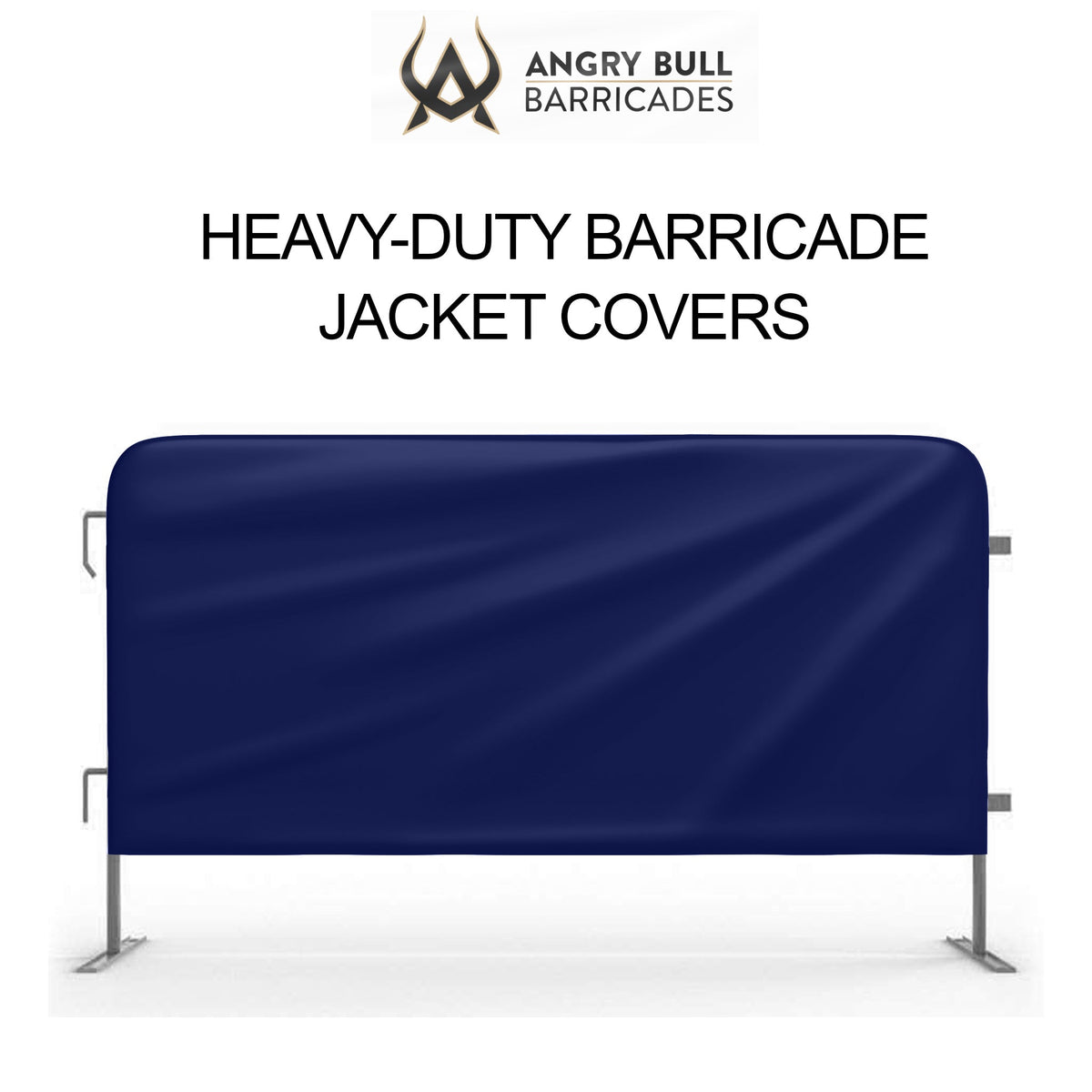 Custom Printed Heavy Duty Barricade Jacket Covers For 8.5 FT Barricades - Angry Bull Barricades - Crowd Control Warehouse