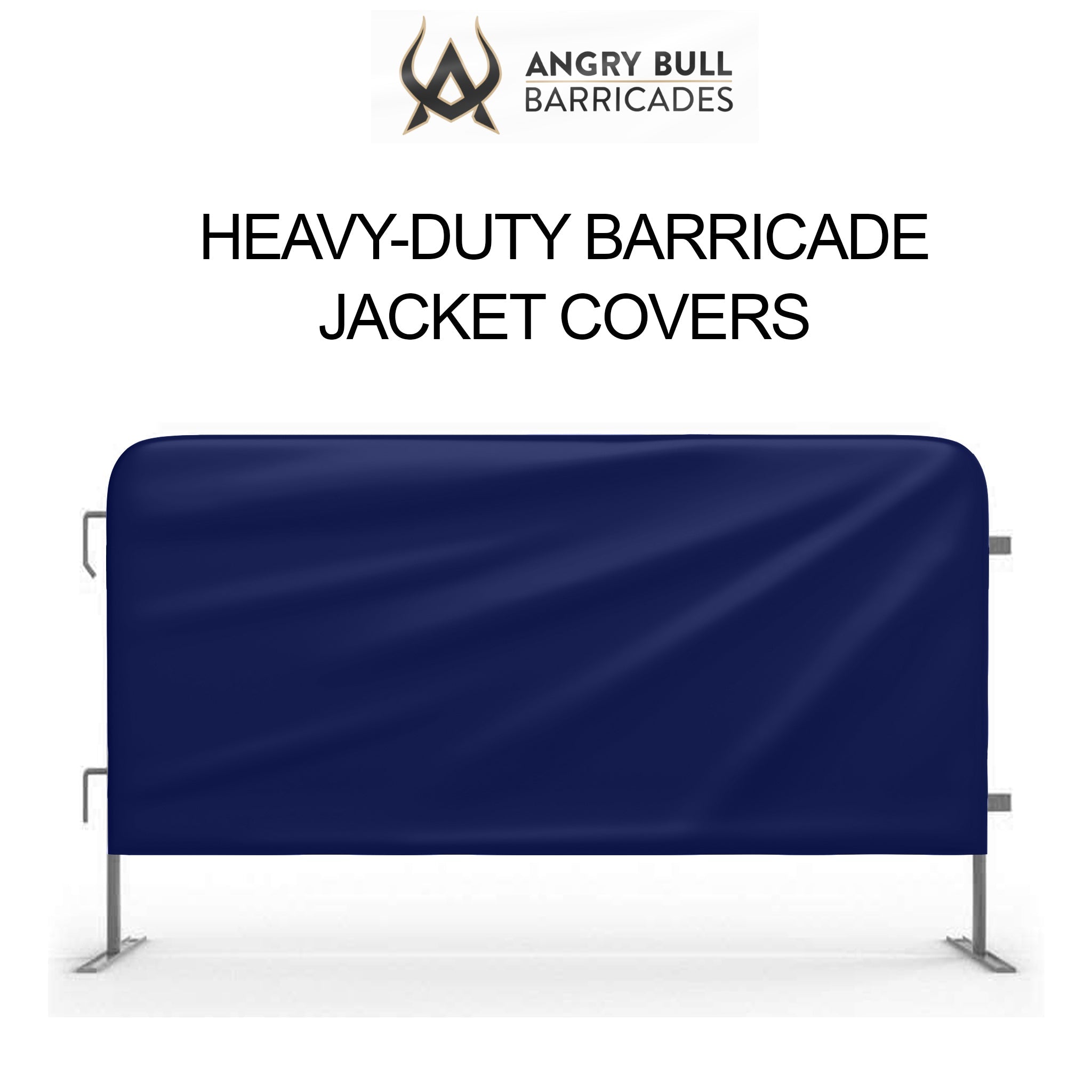 Custom Printed Heavy Duty Barricade Jacket Covers For 8.5 FT Barricades - Angry Bull Barricades - Crowd Control Warehouse