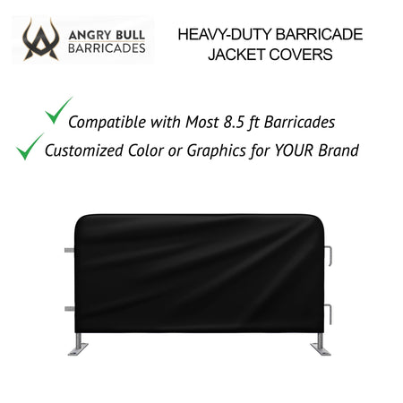Custom Printed Heavy Duty Barricade Jacket Covers For 8.5 FT Barricades - Angry Bull Barricades - Crowd Control Warehouse