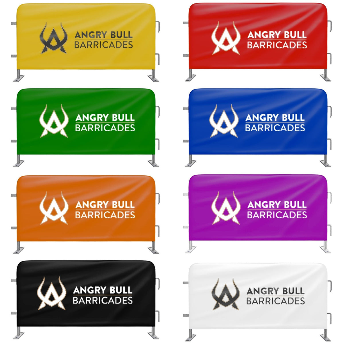 Custom Printed Heavy Duty Barricade Jacket Covers For 8.5 FT Barricades - Angry Bull Barricades - Crowd Control Warehouse