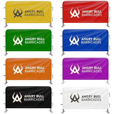 Custom Printed Heavy Duty Barricade Jacket Covers For 8.5 FT Barricades - Angry Bull Barricades - Crowd Control Warehouse