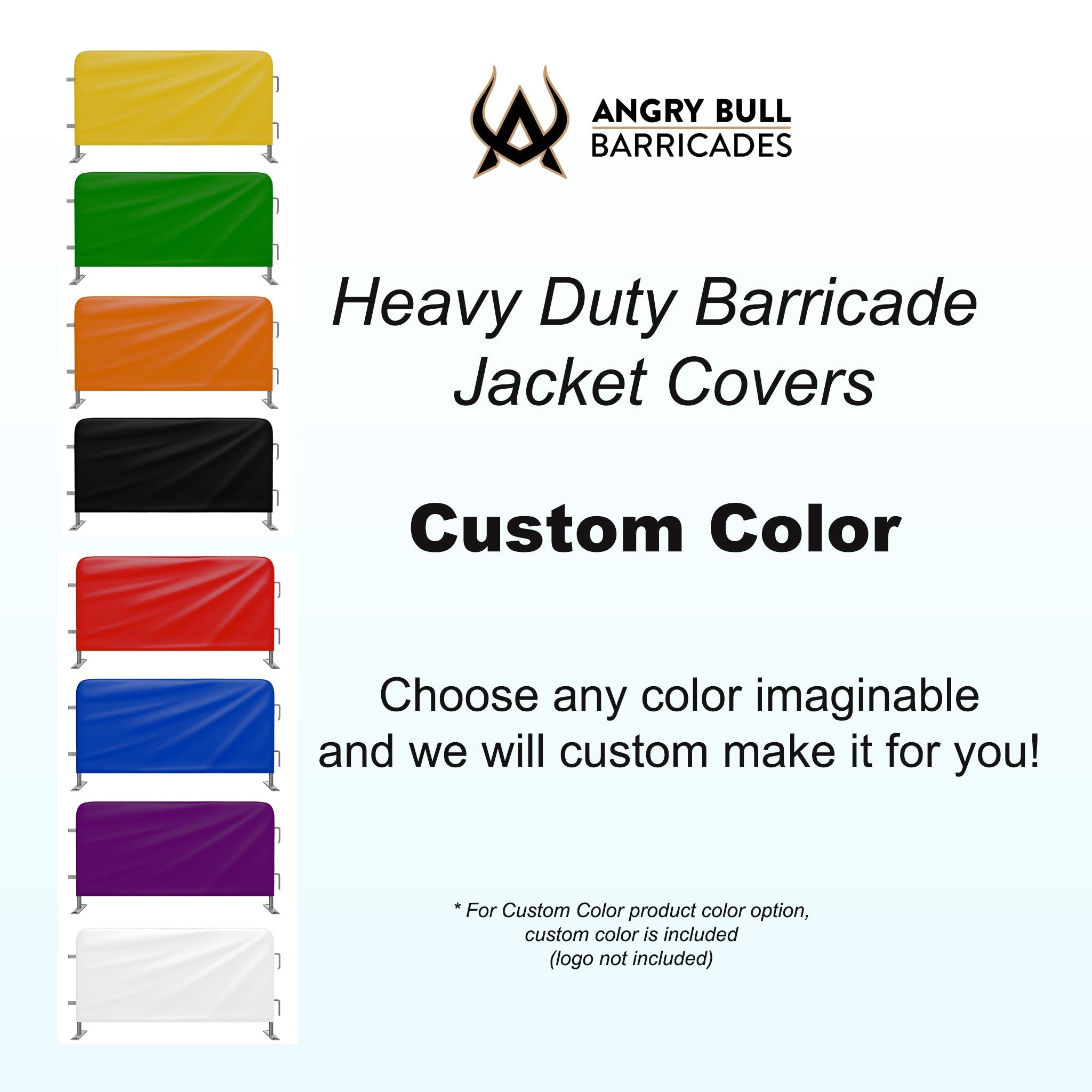 Custom Printed Heavy Duty Barricade Jacket Covers For 8.5 FT Barricades - Angry Bull Barricades - Crowd Control Warehouse