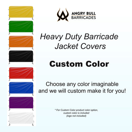Custom Printed Heavy Duty Barricade Jacket Covers For 8.5 FT Barricades - Angry Bull Barricades - Crowd Control Warehouse
