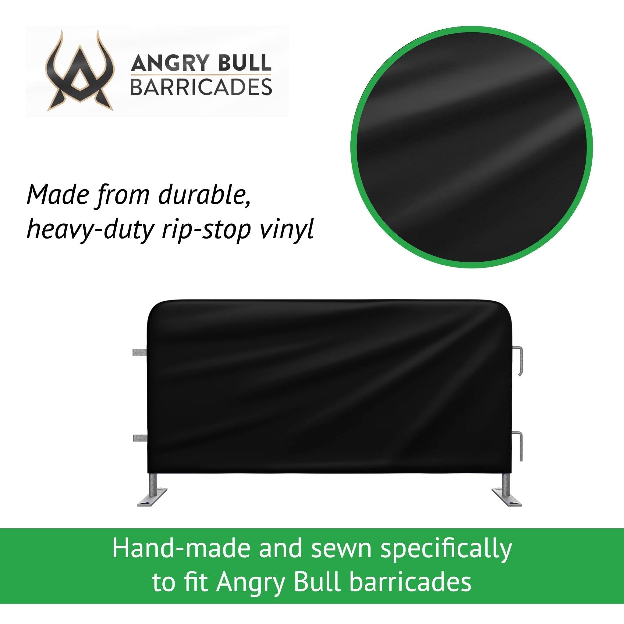 Custom Printed Heavy Duty Barricade Jacket Covers For 8.5 FT Barricades - Angry Bull Barricades - Crowd Control Warehouse