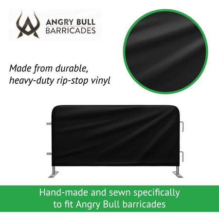 Custom Printed Heavy Duty Barricade Jacket Covers For 8.5 FT Barricades - Angry Bull Barricades - Crowd Control Warehouse