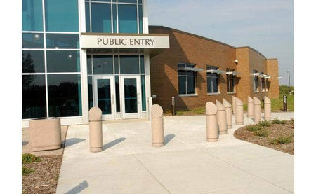 Cylindrical Bollard with Beveled Top and Reveal Line - Crowd Control Warehouse