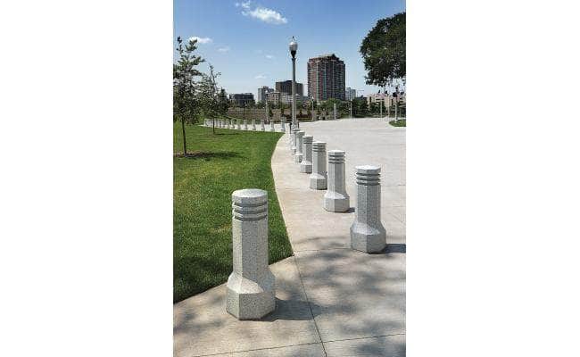 Decorative Bollard with Three Reveal Lines and Octagon Base - Crowd Control Warehouse