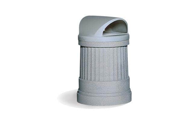 Decorative Round Concrete Waste Container with Plastic 2 - way Lid - 31 Gallon Capacity - Crowd Control Warehouse