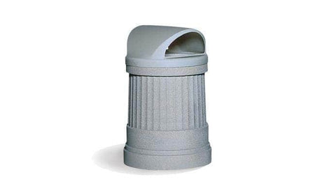 Decorative Round Concrete Waste Container with Plastic 2 - way Lid - 31 Gallon Capacity - Crowd Control Warehouse