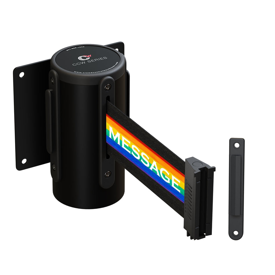 Design Your Own Custom Printed Belts for Wall Mounted Belt Barriers - Crowd Control Warehouse