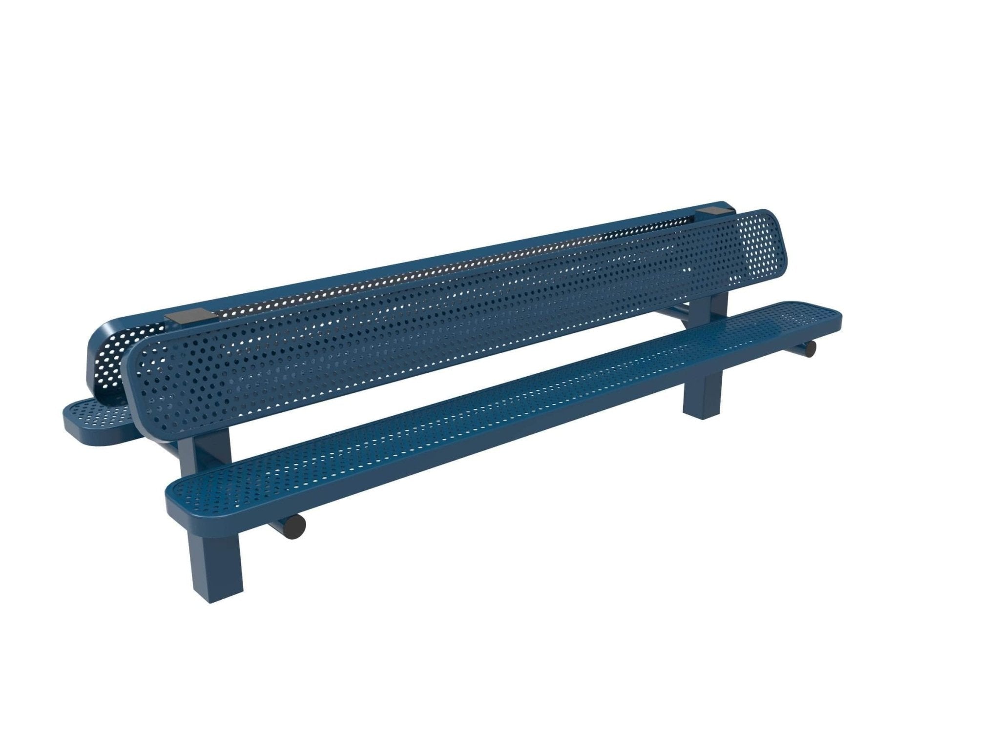 Double Pedestal Park Bench with Back - Circular Pattern - Crowd Control Warehouse