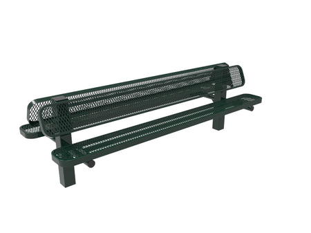 Double Pedestal Park Bench with Back - Diamond Pattern - Crowd Control Warehouse