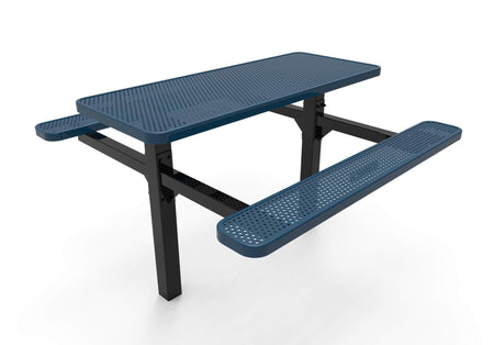 Double Pedestal Rectangular Picnic Table - Circular Pattern - Inground Mount - Crowd Control Warehouse