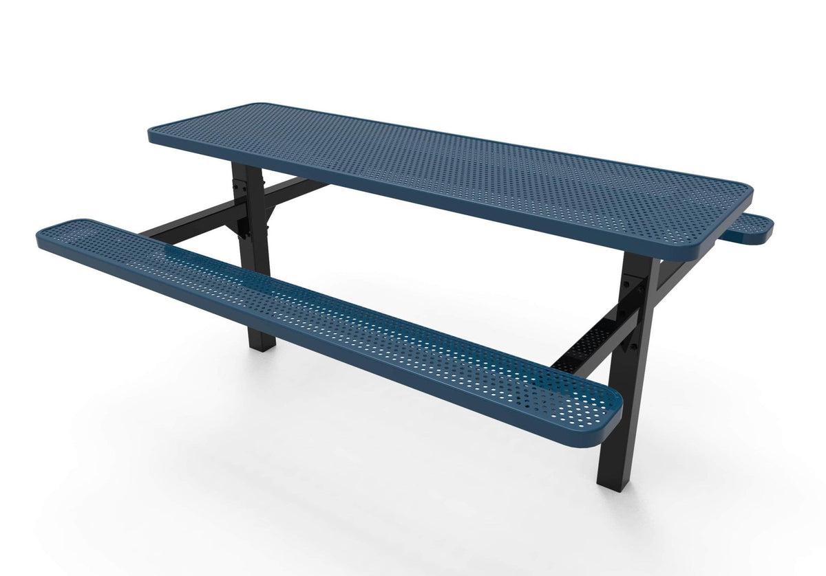 Double Pedestal Rectangular Picnic Table - Circular Pattern - Inground Mount - Crowd Control Warehouse