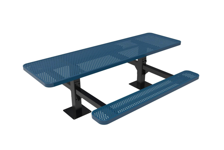 Double Pedestal Rectangular Picnic Table - Circular Pattern - Surface Mount - 8 Ft. - Crowd Control Warehouse