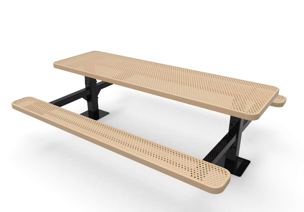Double Pedestal Rectangular Picnic Table - Circular Pattern - Surface Mount - Crowd Control Warehouse
