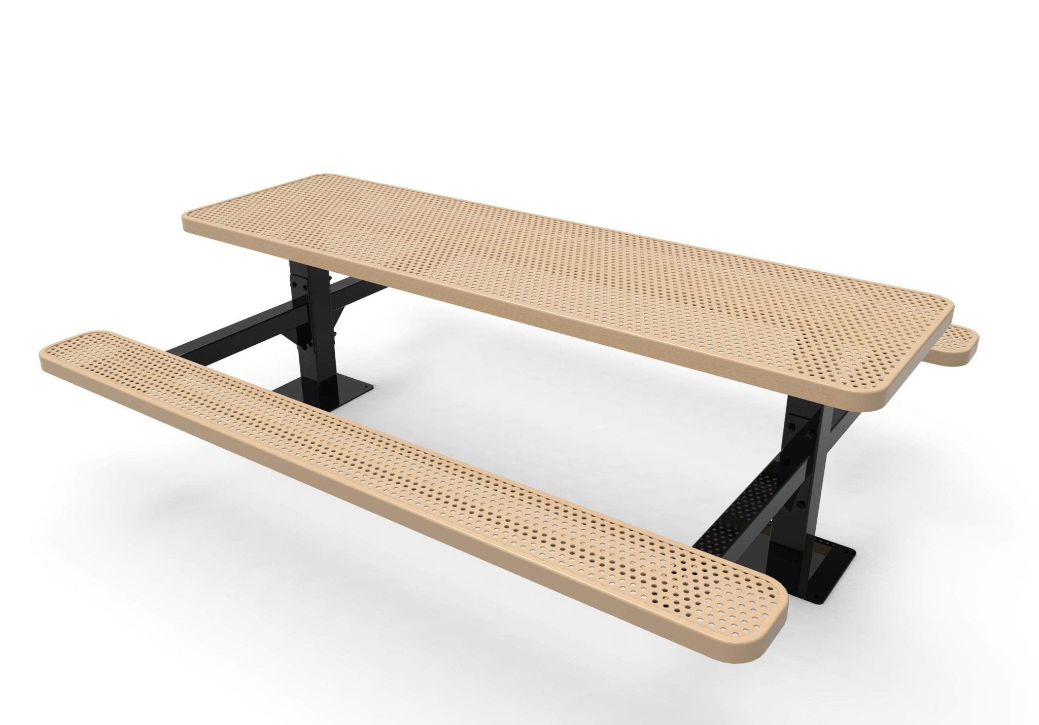 Double Pedestal Rectangular Picnic Table - Circular Pattern - Surface Mount - Crowd Control Warehouse