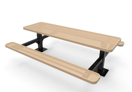 Double Pedestal Rectangular Picnic Table - Circular Pattern - Surface Mount - Crowd Control Warehouse