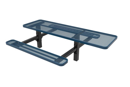 Double Pedestal Rectangular Picnic Table - Diamond Pattern - Inground Mount - 8 Ft. - Crowd Control Warehouse