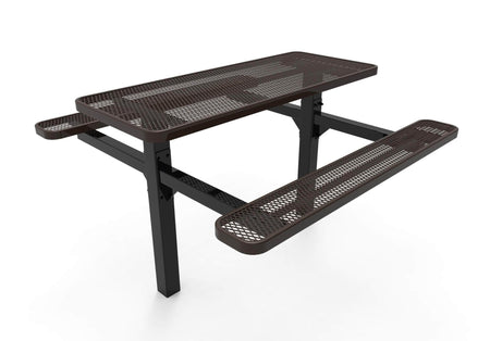Double Pedestal Rectangular Picnic Table - Diamond Pattern - Inground Mount - Crowd Control Warehouse