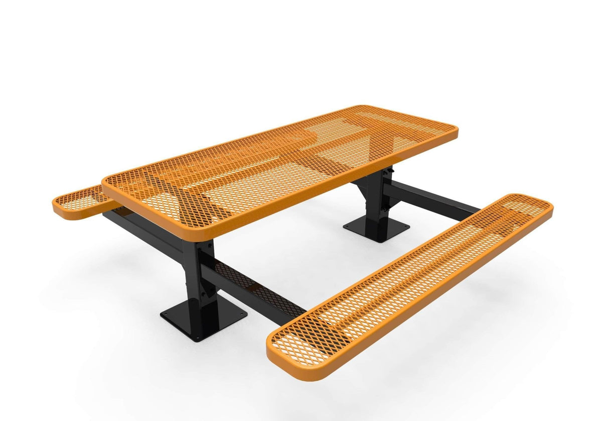 Double Pedestal Rectangular Picnic Table - Diamond Pattern - Surface Mount - Crowd Control Warehouse