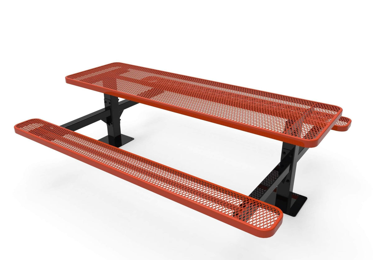 Double Pedestal Rectangular Picnic Table - Diamond Pattern - Surface Mount - Crowd Control Warehouse