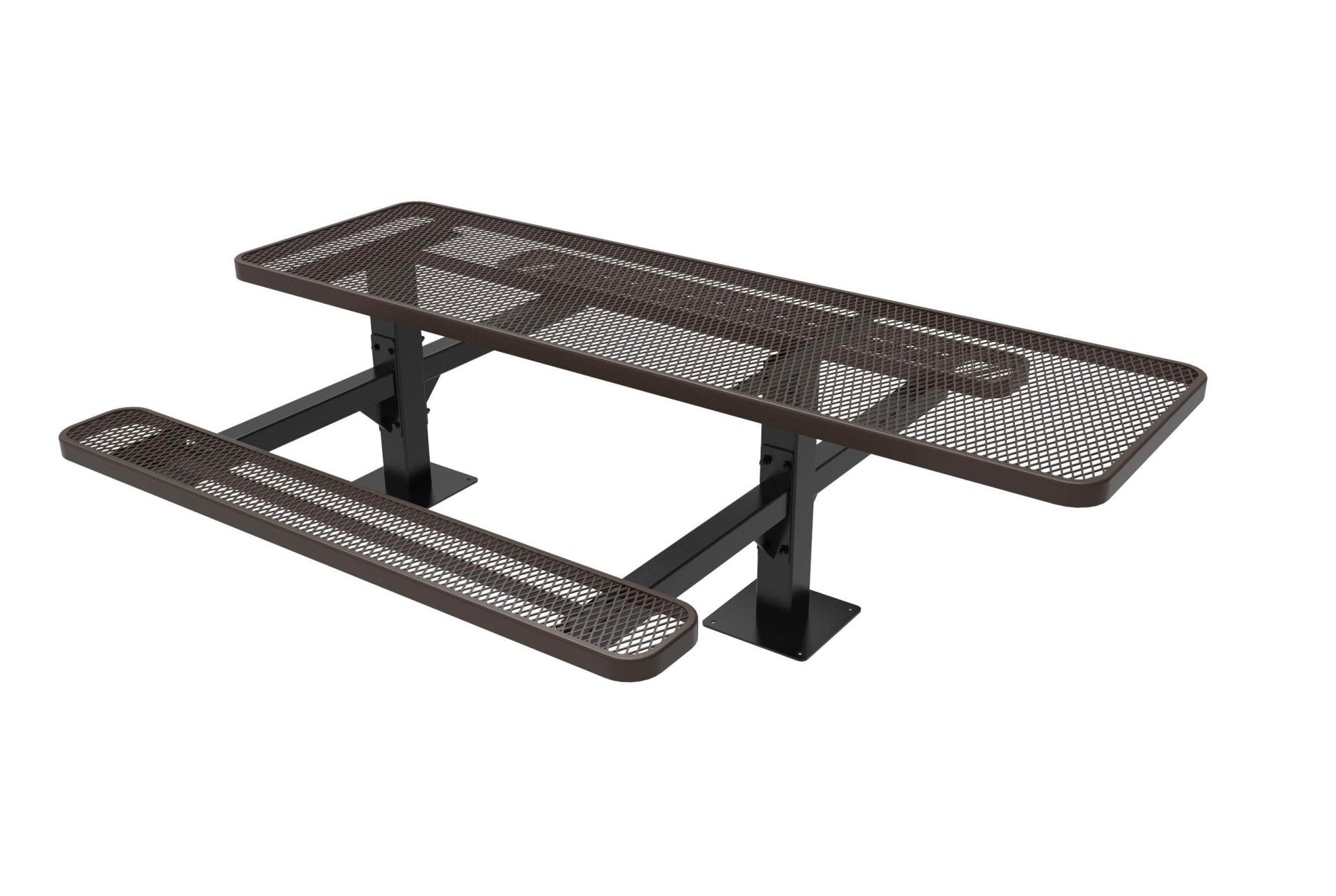 Double Pedestal Rectangular Picnic Table - Diamond Pattern - Surface Mount - 8 Ft. - Crowd Control Warehouse