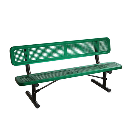 Extra Heavy - Duty Bench with Back - Perforated Pattern - Crowd Control Warehouse