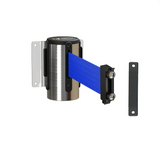 Fixed Wall Mount Retractable Belt Barrier with Magnetic Belt End, Polished Stainless Steel Case, 14 ft or 16 ft Belt - Montour Line WM215 - Crowd Control Warehouse