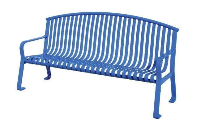 Flat Metal Arched Back Park Bench with Arms - Crowd Control Warehouse