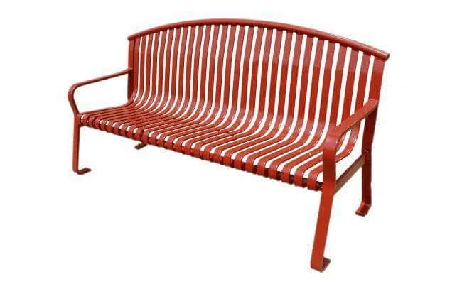 Flat Metal Arched Back Park Bench with Arms - Crowd Control Warehouse