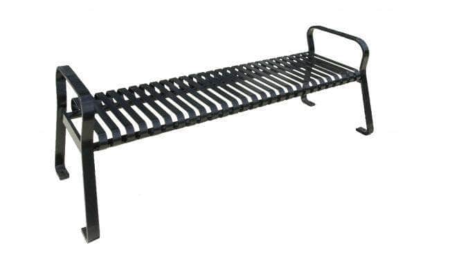 Flat Metal Backless Park Bench with Arms - Crowd Control Warehouse